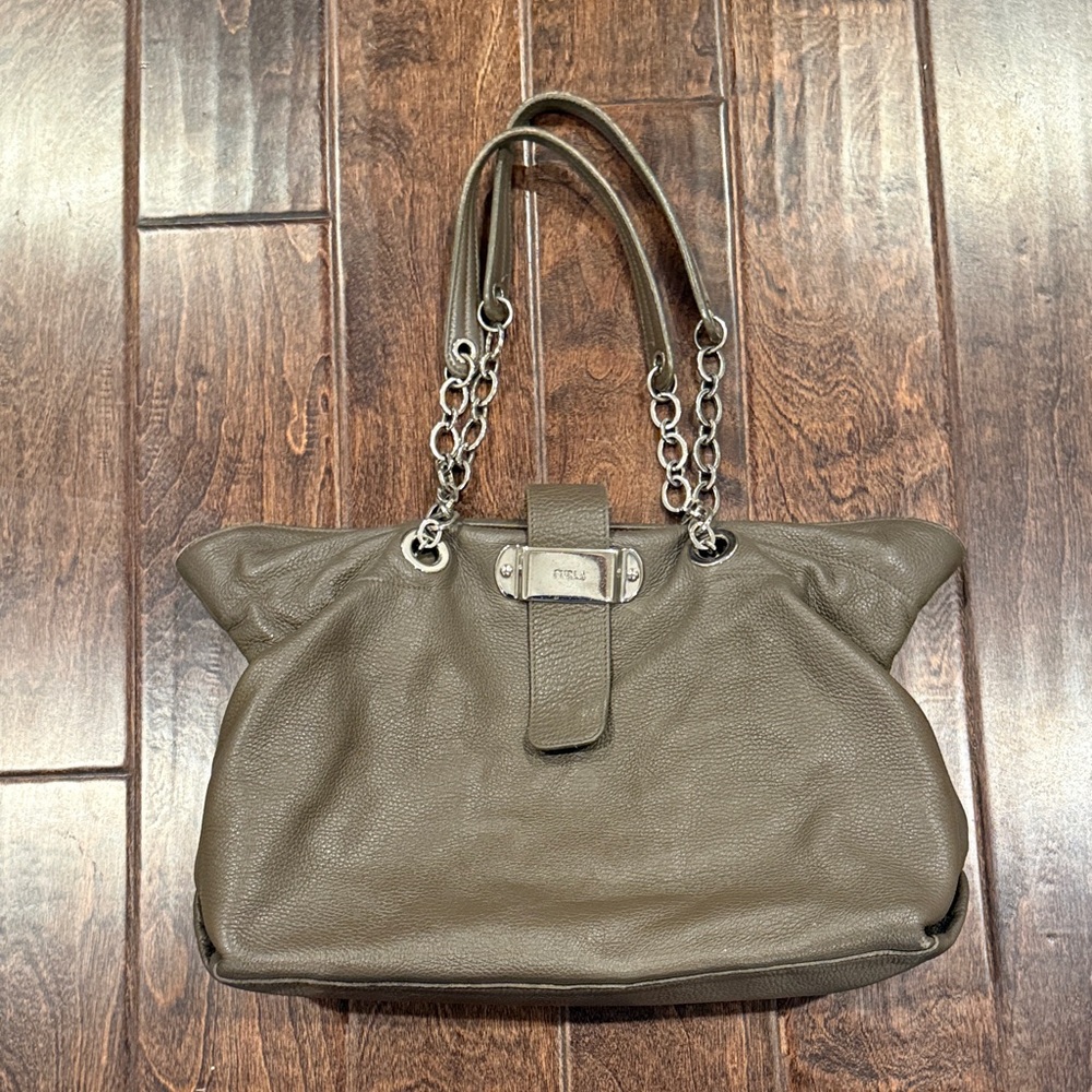 Furla Taupe Pebbled Leather Tote Bag - Picture 3 of 13